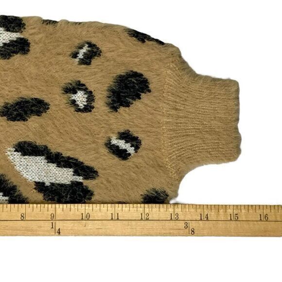 Believe Fuzzy Sweater Womens S/M Brown Leopard Oversized Soft Cozy Pull Over NEW - Picture 16 of 16